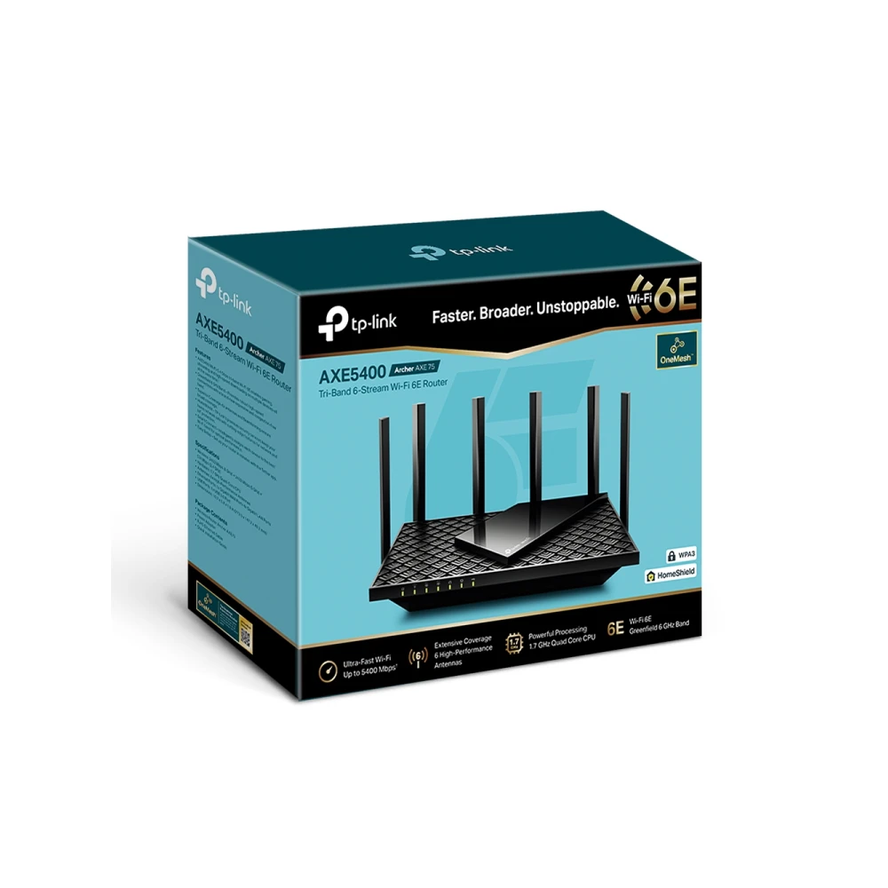 TP-Link Archer AXE75 AXE5400 Tri-Band Gigabit Wi-Fi 6E Router