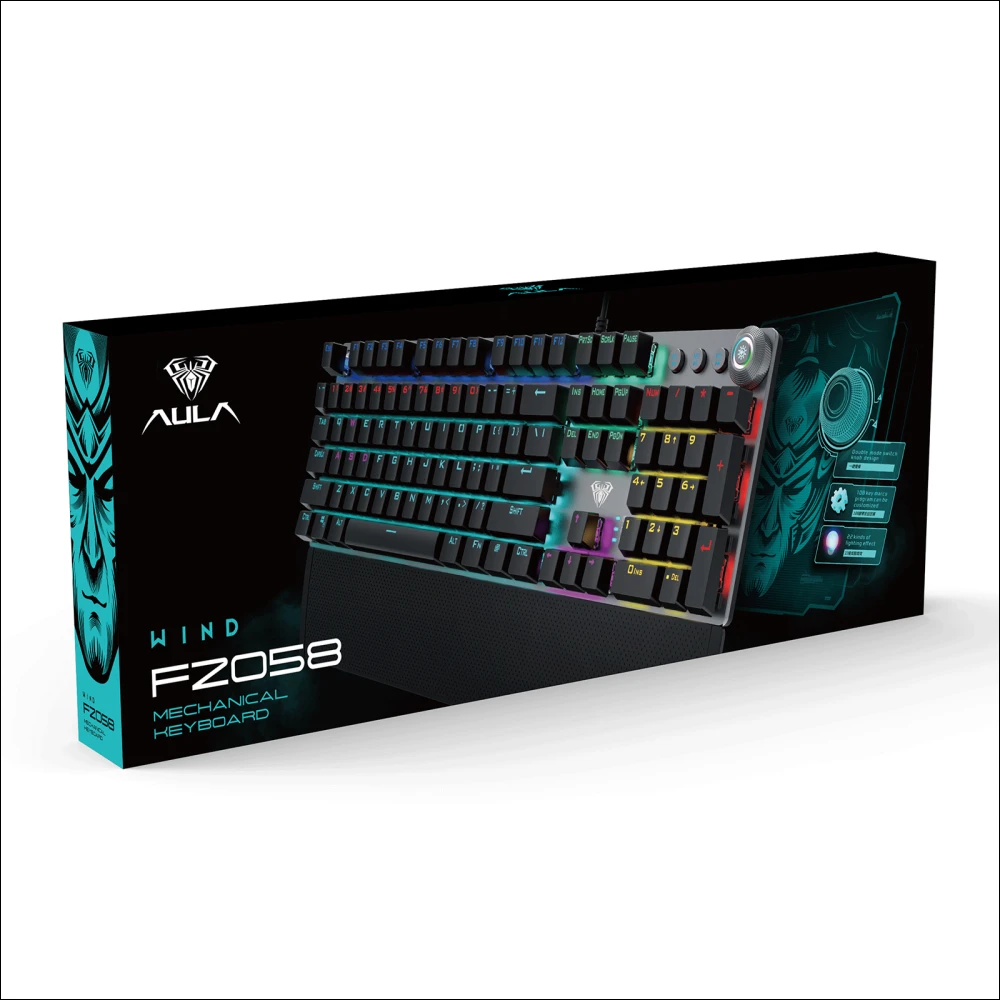 AULA F2058 USB Mechanical Gaming Keyboard LED Light