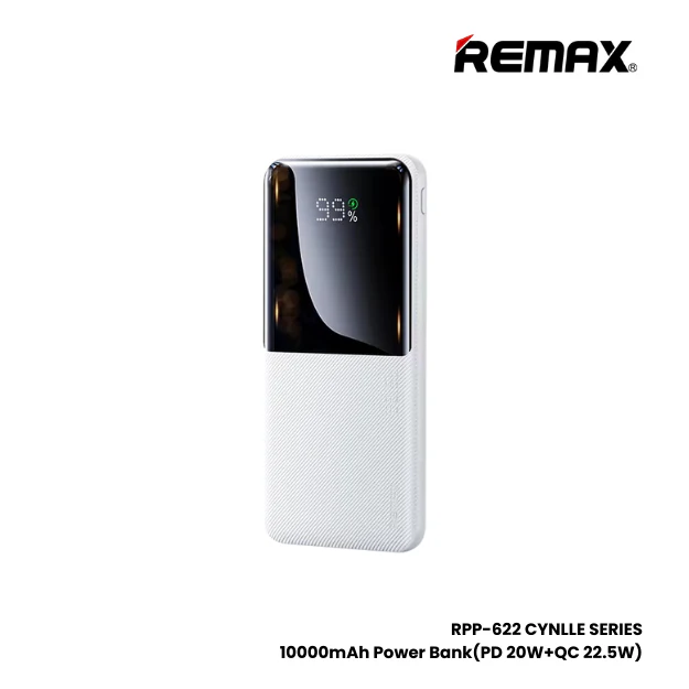 REMAX RPP-622 10000MAH CYNLLE SERIES 20W+22.5W PD+QC FAST CHARGING POWER BANK - White