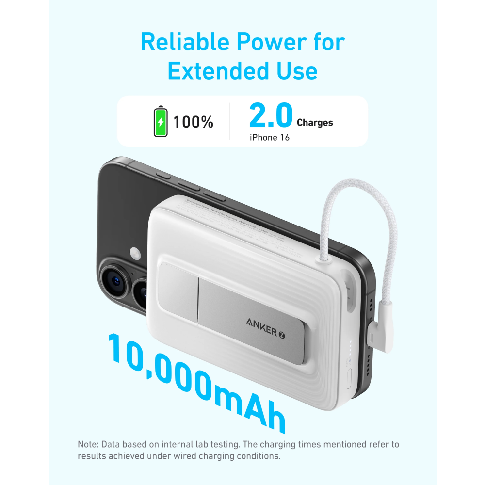 Anker Zolo Magnetic Power Bank (10K,30W,Built-in USB-C Cable)