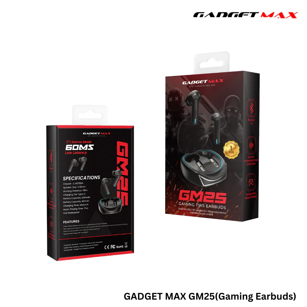 GADGET MAX GM25 Gaming Wireless True Wireless Earbuds - Black