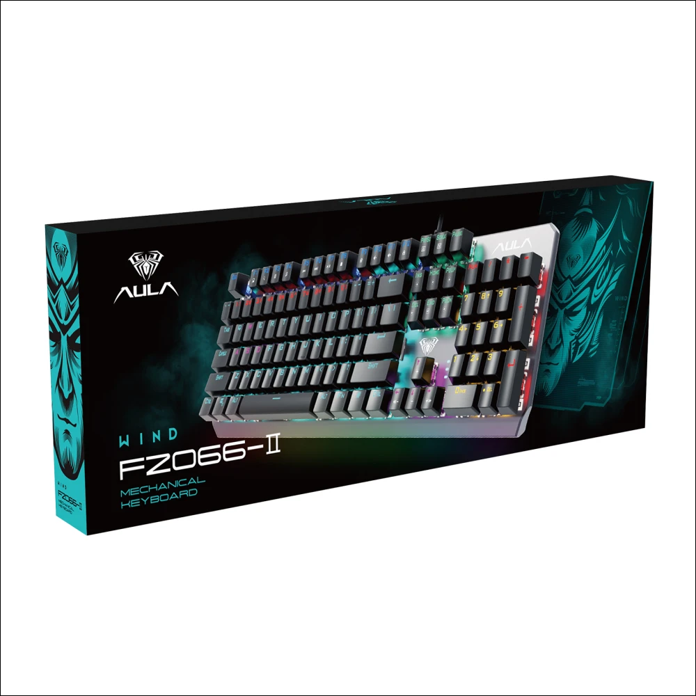 AULA F2066-II PC Portable Mechanical Keyboard, 104 Full Keys Gaming Wired RGB Keyboard for Gamers