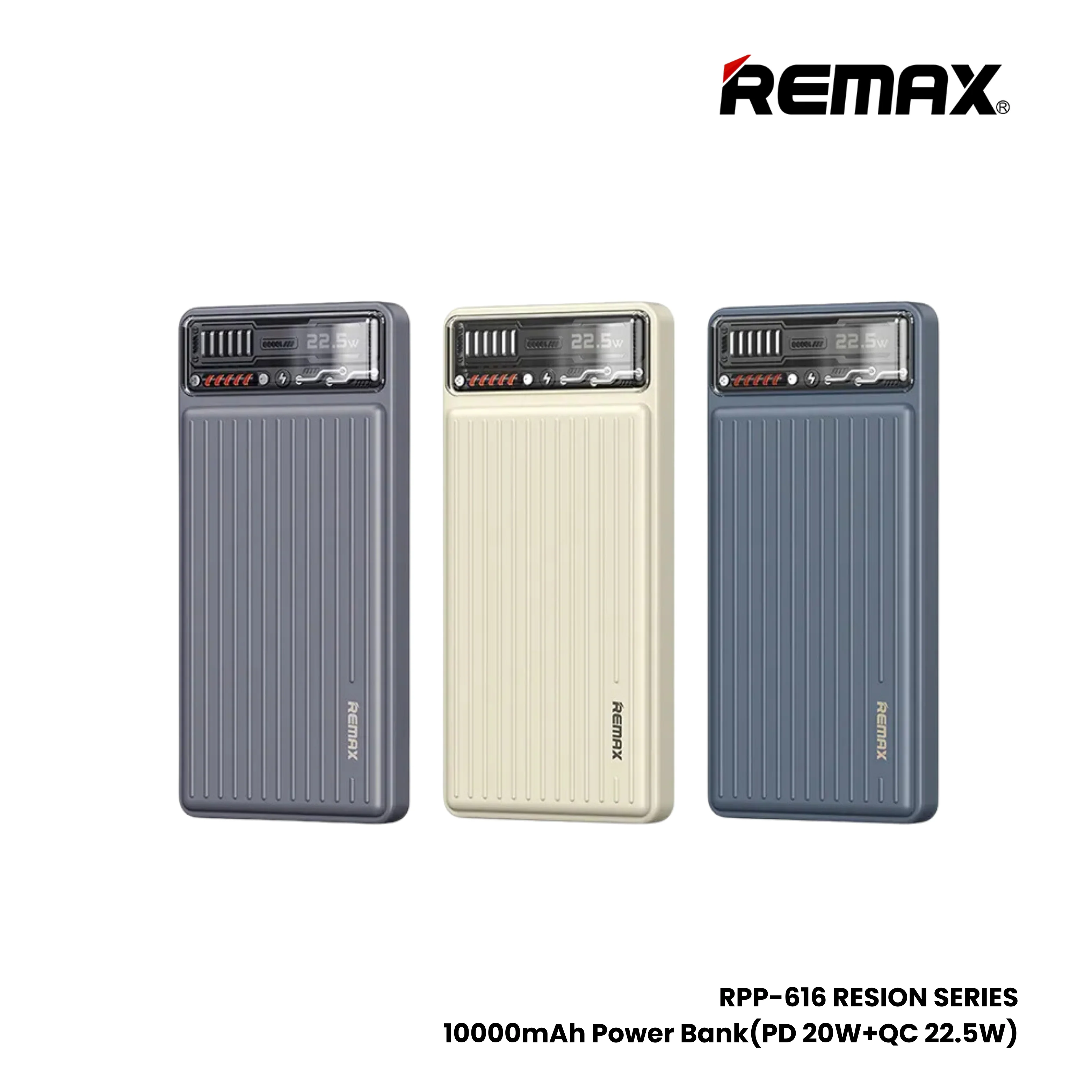 REMAX RPP-616 10000MAH RESION SERIES 20W+22.5W PD+QC FAST CHARGING POWER BANK