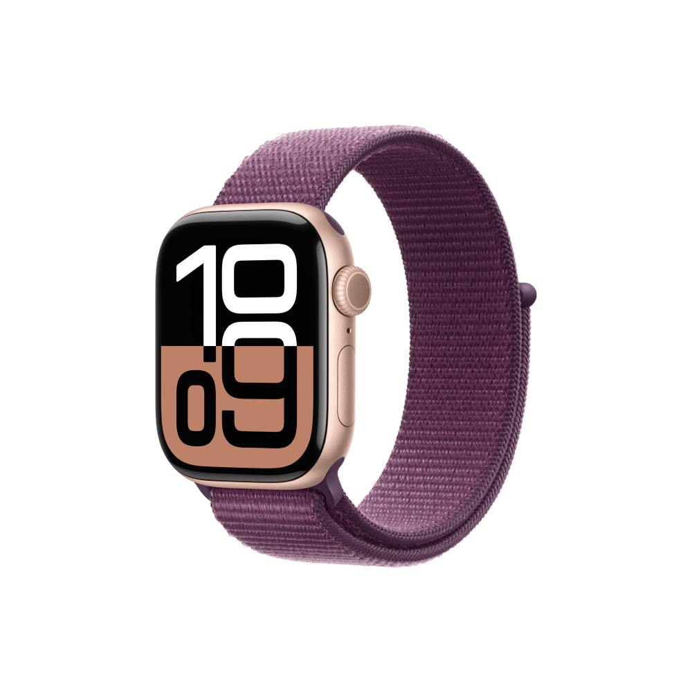 Apple Watch Series 10 GPS 42mm - Rose Gold Aluminium Case with Plum Sport Loop