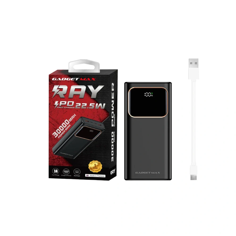 GADGET MAX RAY PD Series 30000mAh PD+QC Fast Charging Power Bank(PD 20W+QC 22.5W)