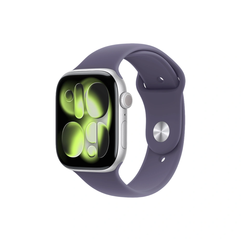 Apple Watch Series 11 GPS 46mm Silver Aluminium Case with Purple Fog Sport Band - M/L