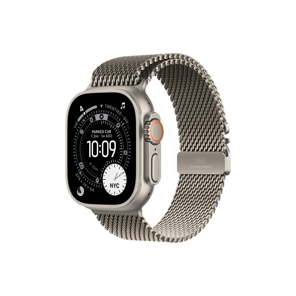 Apple Watch Ultra 3 GPS+Cellular 49mm Natural Titanium Case with Natural Titanium Milanese Loop - M