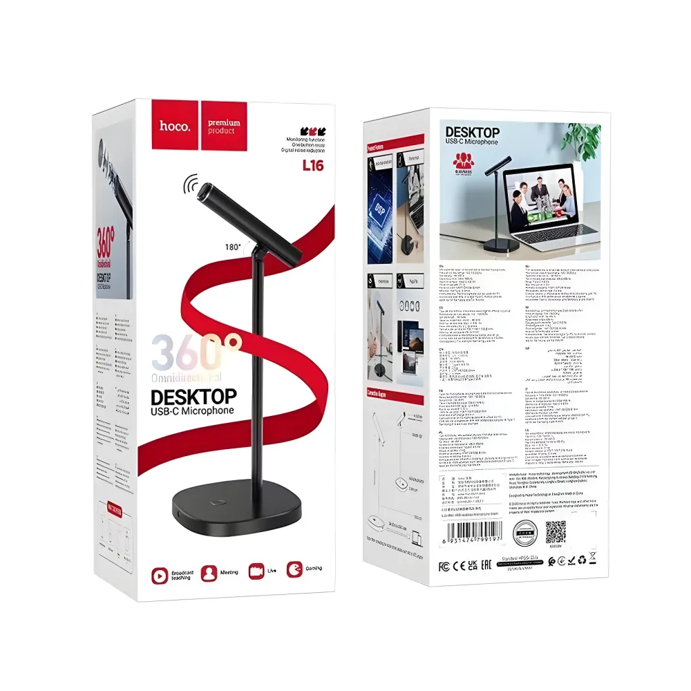 Hoco L16 USB Desktop Microphone – Digital Noise Reduction & 360° Sound