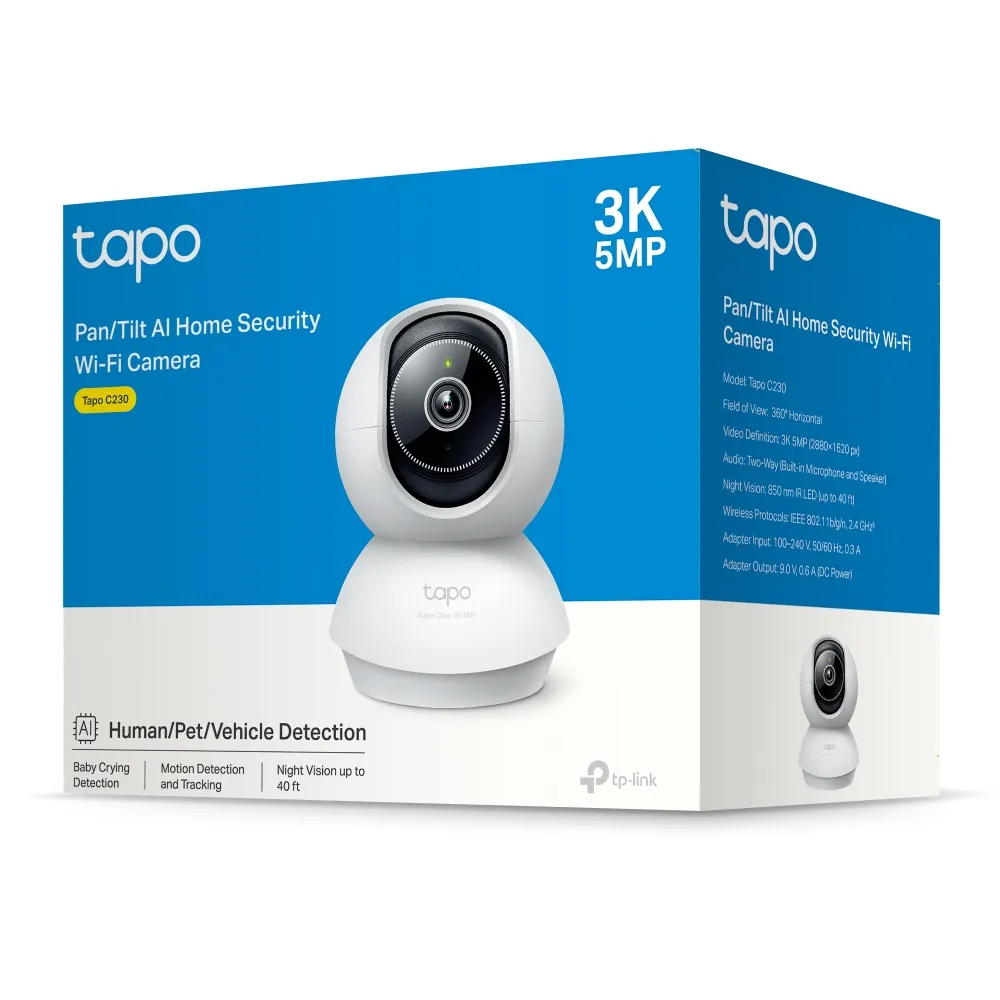 Tapo C230 Pan/Tilt Wi-Fi Camera | 3K 5MP | Smart AI