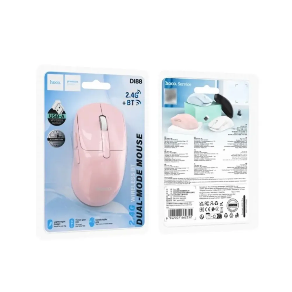 Hoco DI88 Dual Mode Wireless Mouse Pink