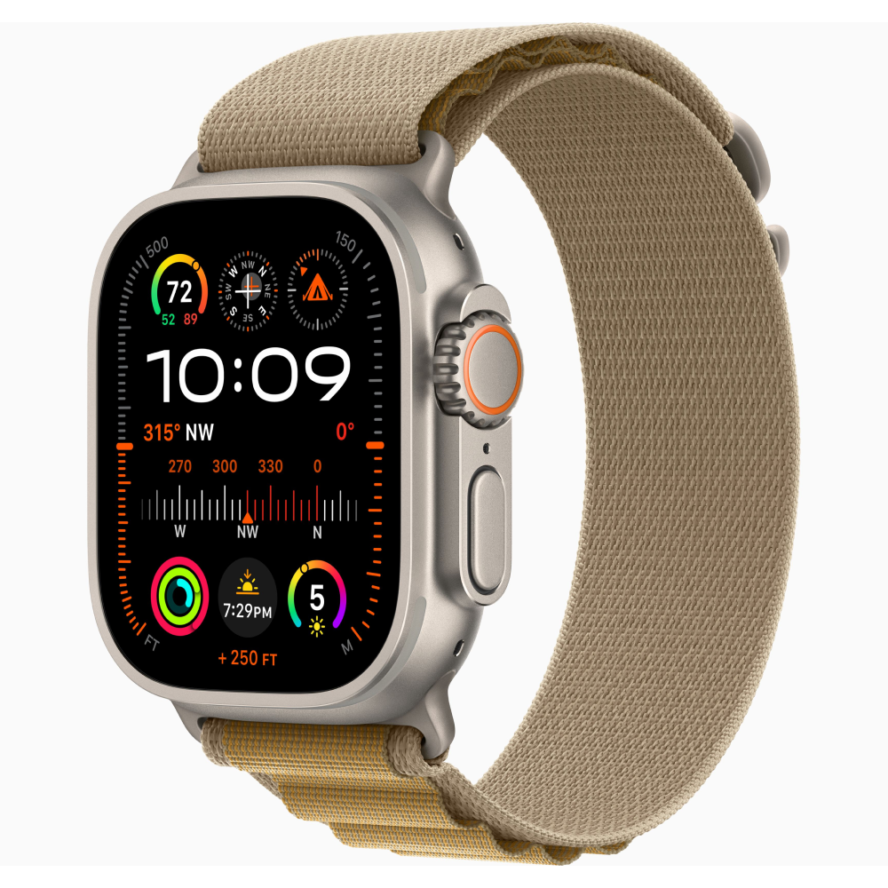 Apple Watch Ultra 2 49mm Cellular + GPS - Natural Titanium Case with Tan Alpine Loop (Medium)