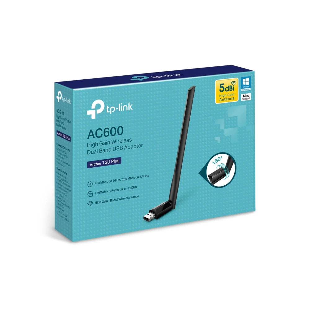 TP-Link Archer T2U Plus AC600 High Gain Wireless Dual Band USB Adapter