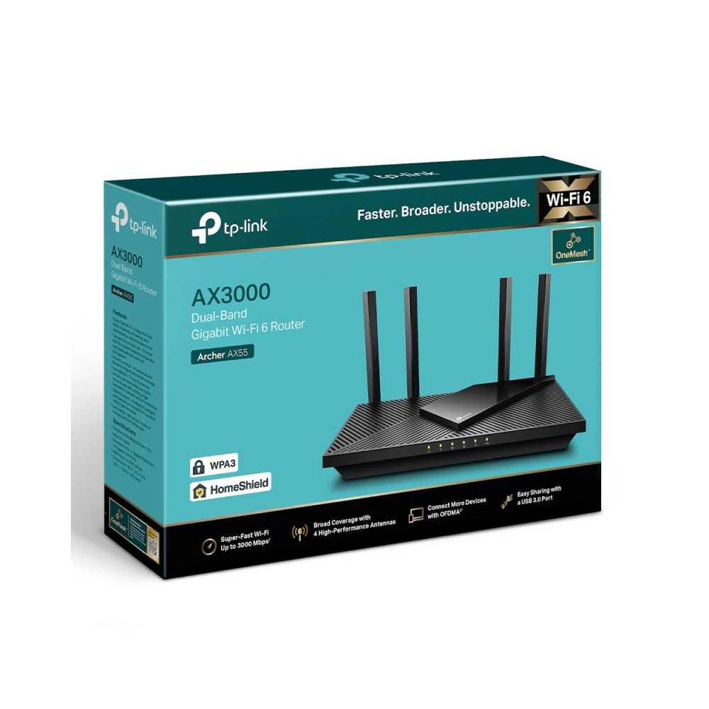 TP-Link Archer AX55 AX3000 Dual Band Gigabit Wi-Fi 6 Router