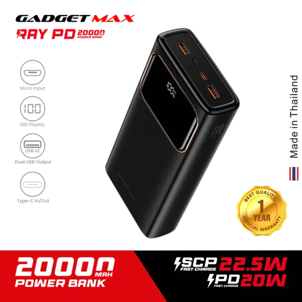 GADGET MAX RAY PD 22.5W 20000MAh Power Bank