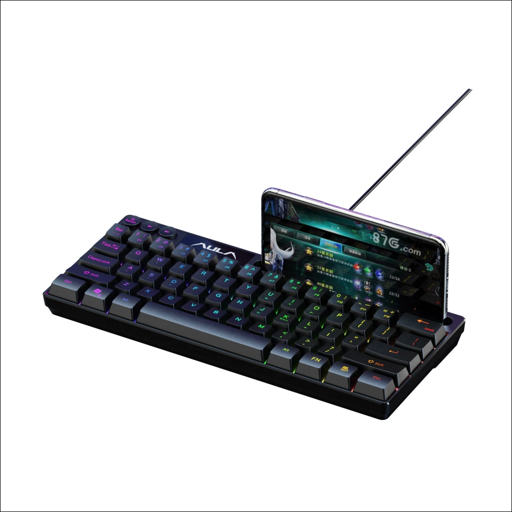 AULA F3061 Membrane keyboard Gaming keyboard with phone holder}