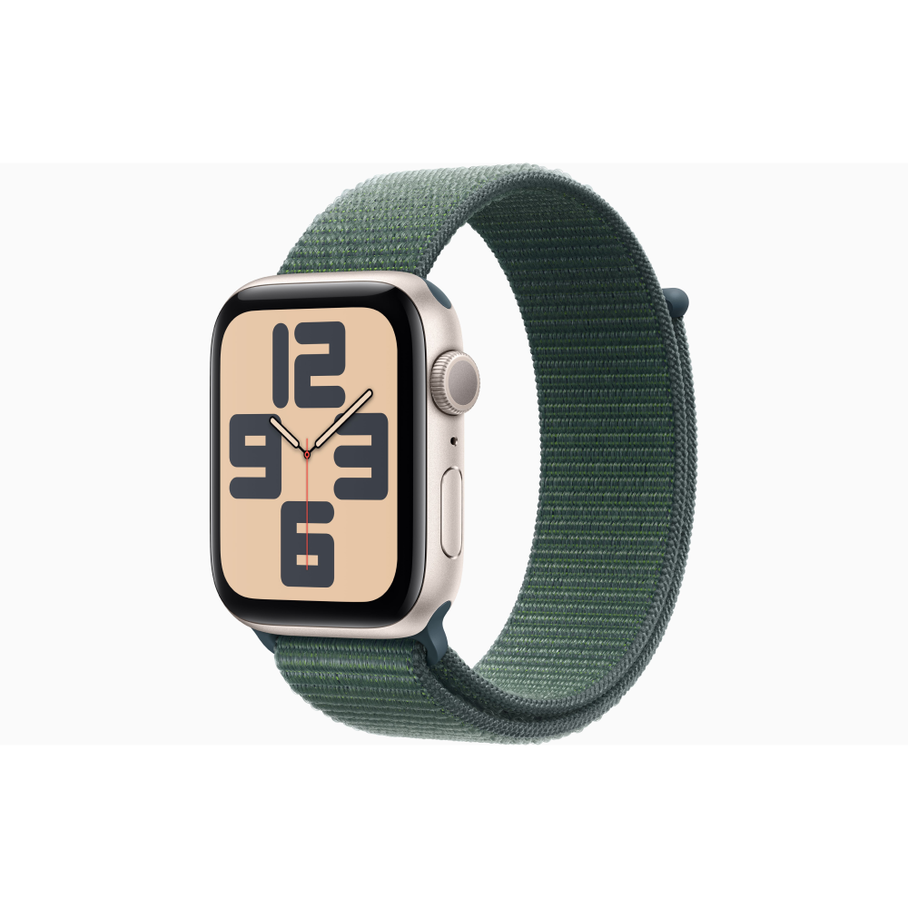 Apple Watch SE 2nd Gen 44mm - Starlight Aluminium Case with Late Green Sport Loop}