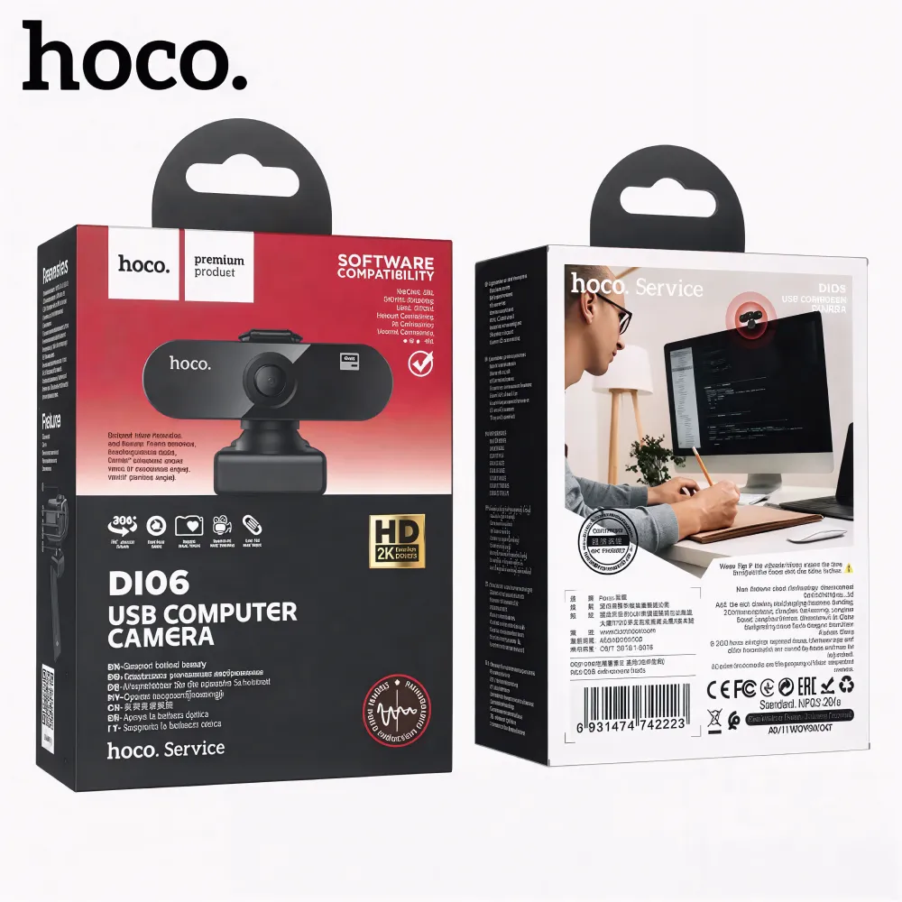 Hoco DI06 2K HD USB Webcam with Microphone & Privacy Cover