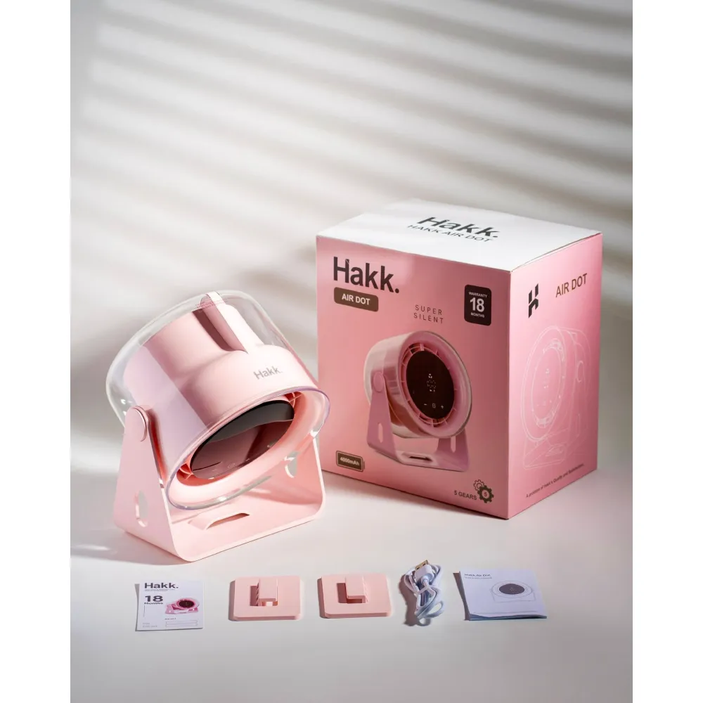 Hakk AIR DOT Super Silent Fan - Portable, 4000mAh, 18-Month Warranty